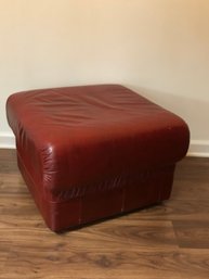 Leather Like Red Ottoman