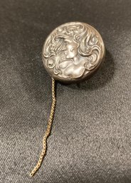 Art Nouveau Early 1900's Unique Sterling Silver And Marcasite Retractable Nurses Watch Pin