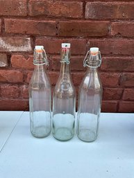 Set/3 Glass Flip Top Bottles