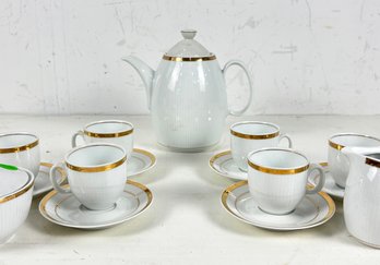 A Vintage West German Porcelain And Gilt Demitasse Coffee Set