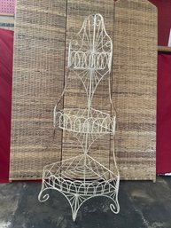 Vintage Corner Wire Tiered Plant Stand