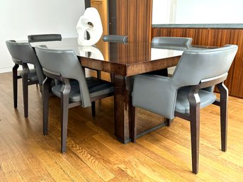 A Set Of 6 Modern Dining Chairs In Slate Grey Leather By Brusic Rose