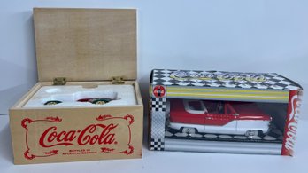Coca-cola Die Cast Car And Delivery Car With Wooden Box