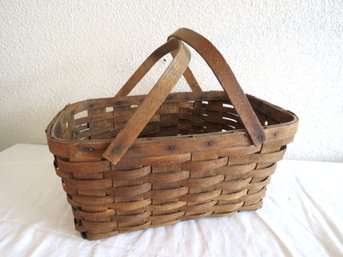 Split Wood Square Basket With Handle