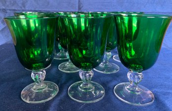 Green Water Goblets - Set Of Ten