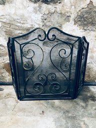 Vintage Scrollwork Wrought Iron Fireplace Screen