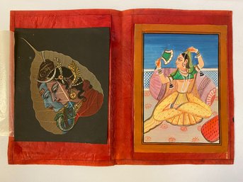 Tooled Leather Folio With Indian Pattachitra Painting