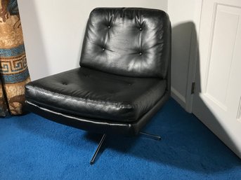 (1 Of 4) Vintage MCM / Midcentury Black Leather Swivel Chair - Chrome Legs - We Have FOUR TOTAL Sold 1 By 1
