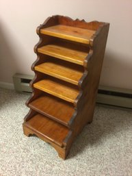 Vintage Solid Wood Step Magazine / Bookshelf