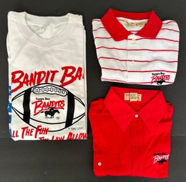 NOS No Tags Rare 1982 USFL Tampa Bay Bandits 3 Shirts: 1 Long Sleeve, 2 Polo By Logo 7 Inc. All Size Medium
