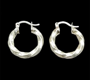 Vintage Sterling Silver Twisted Hoop Earrings