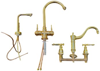 Set Of Three Good Quality Brass Faucets