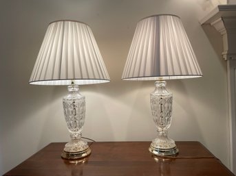 Pair Of Glass Base Decorative Table Lamps. 29' Tall