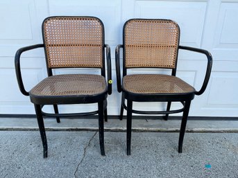 A PAIR OF BENTWOOD ARMCHAIRS
