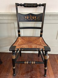 Vintage Hitchcock Style, Stenciled Rush Seat Side Chair.