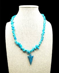 Southwestern Style Turquoise Color Beaded With Arrowhead Pendant Necklace