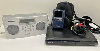 Casio Mini LCD Color TV, Sangean PR-D5 Radio & Portable Sony CD & CVD Player