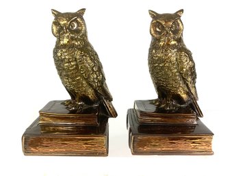 Pair Of Vintage Philadelphia Manufacturing Co. Owl Bookends