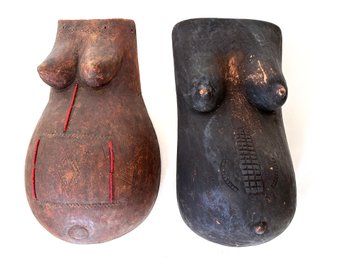 2 Antique African Carved Wood Body Masks From Tanzania, 1 Retailed At Richard Meyer Gallery For $850