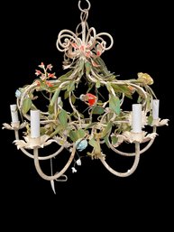 6 Arm Painted Floral Chandelier