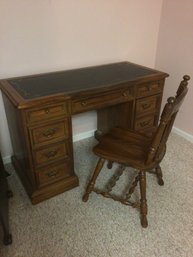 Leather Top Desk And Chair