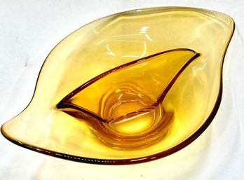 Vintage Amber Oblong EPIC Divided Candy Dish #1160 By Viking Glass.