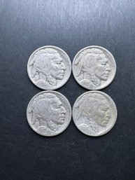 4 Buffalo Nickels 1916, 1927, 1928, 1929