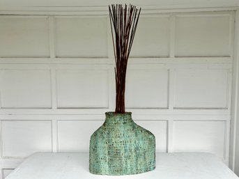 Large Uniquely Shaped Vase With Tall Branches