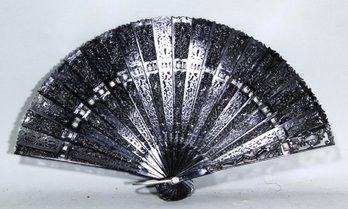 Vintage 1920s Black Celluloid Ladies Fan