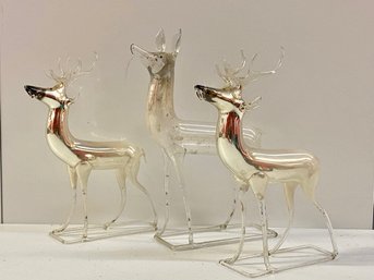 Vintage German Mercury Glass Deer Figures (3)