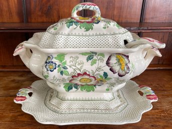 Masons Ironstone Soup Tureen, Under-Plate And Ladle