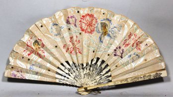 Victorian Ladies Fan Paper Having Flowers And Ladies Heads