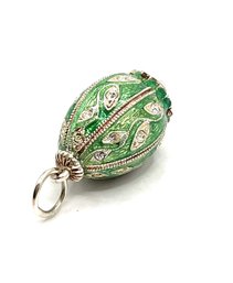 Beautiful Vintage Sterling Silver Green Faberge Egg Charm