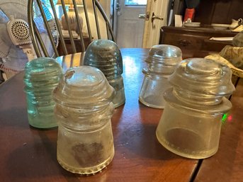 5 Vintage Glass Insulators