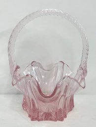 Fenton Pink Vulcan Glass Basket