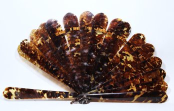 Early Victorian Carved Shell Ladies Fan (last Stick Needs To Be Re-attached)