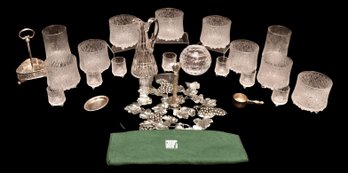 Gumps Grape Leaf Glass Plate Pewter Lazy Susan, Iitala Ultima Thule Glassware, Faberge Crystal Sphere And More