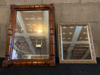 Group Of 2 Wooden Wall Mirrors