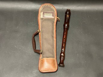 A Vintage Wood Recorder With Carrying Case