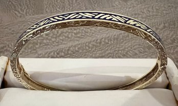 14K Yellow Gold And Blue Enamel Bracelet, 14.47 Grams