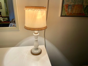 1970s Very Pale Grey Green Glass Table Lamp