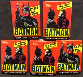 (5) 1989 Topps Batman 2nd Series Sealed Wax Packs - M