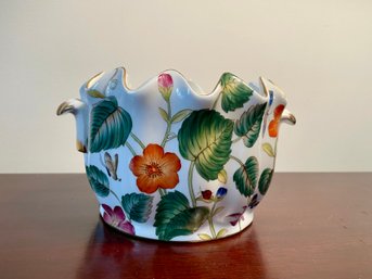 Floral & Gilt Enhanced Cachepot