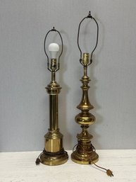 A Lot Of 2 Brass Lamps - Working