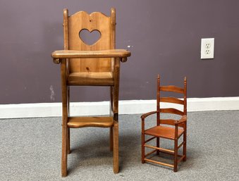 Solid Wood Doll Furniture: High Chair & Ladder Back Chair