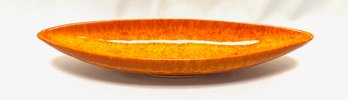 Vintage USA Pottery F-23 Slender Oblong Serving Dish - Mottled Orange Glaze
