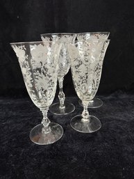 Floral Etched Ice Tea Glasses