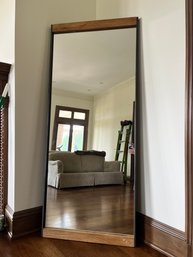 A Full Size Mirror By West Elm - 6 Foot Standing  Industrial Metal Frame With Oak Trim