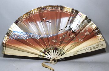 1920s Ladies Advertising Japanese Fan W Cranes And Ocean Philadelphia