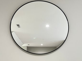 Modern Circular Wall Mirror With Matte Black Metal Edging